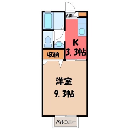 宇都宮大学陽東キャンパス駅 徒歩28分 2階の物件間取画像